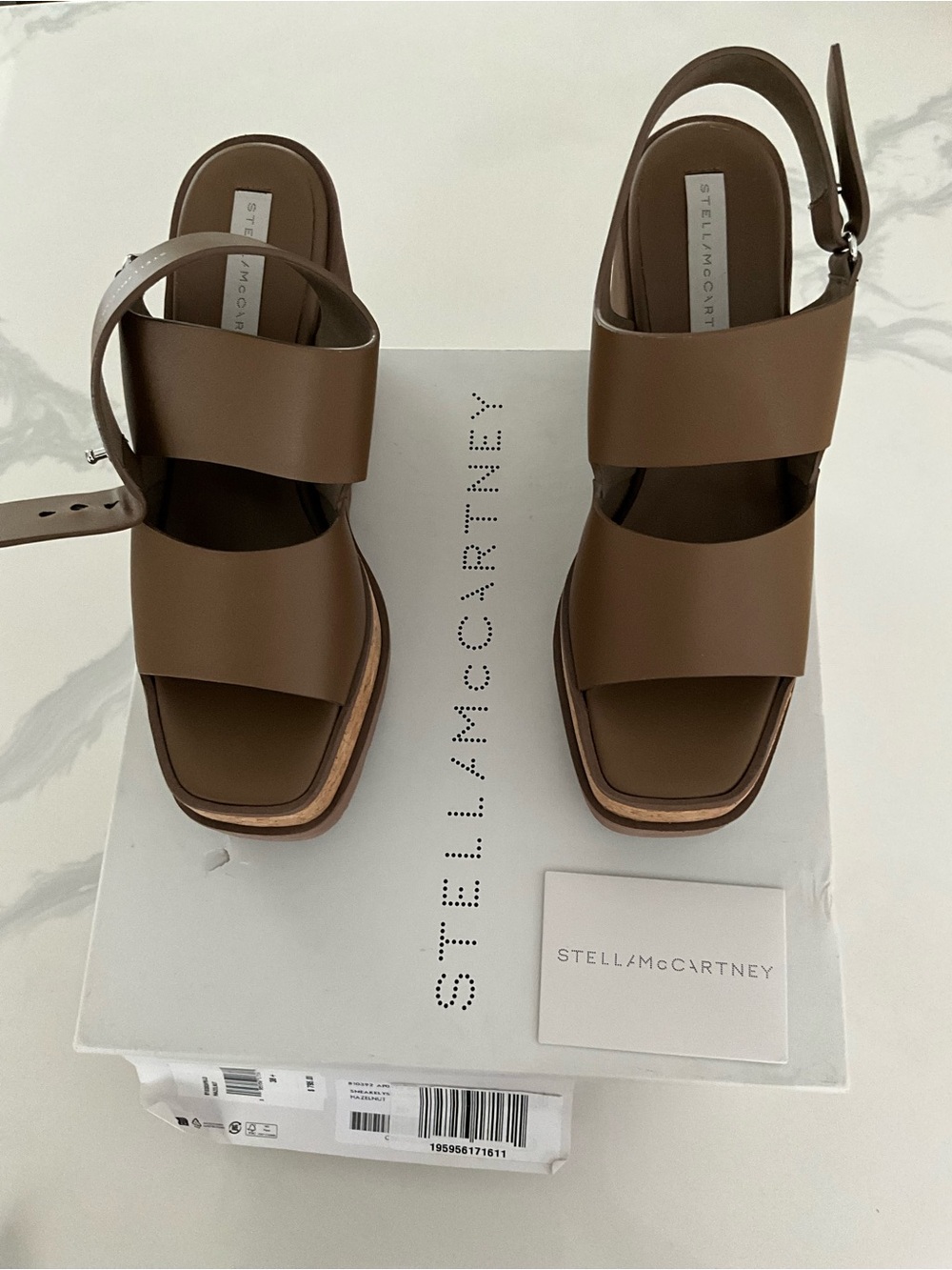 Stella McCartney Sneak Elyse Platform Sandals Hazelnut Cork Wedge - Picture 2 of 7
